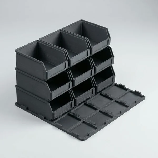 Gridfinity storage bins generated at several sizes from one parametric definition